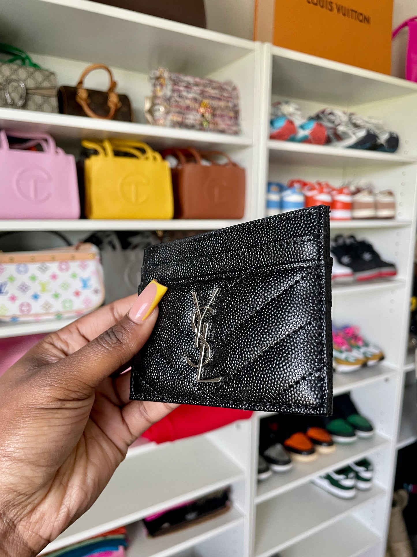 Textured Black/ Silver hardware Card Holder