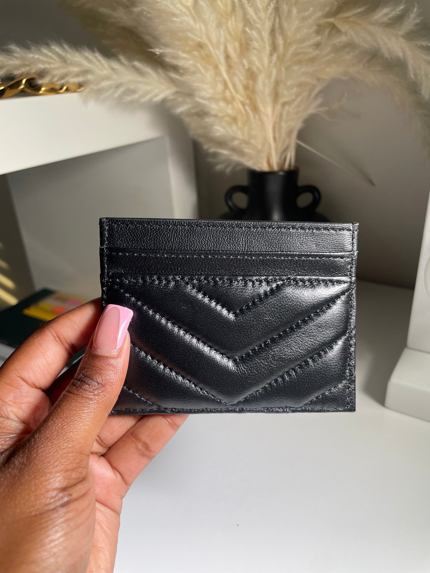 Smooth Black/ Black hardware Card Holder
