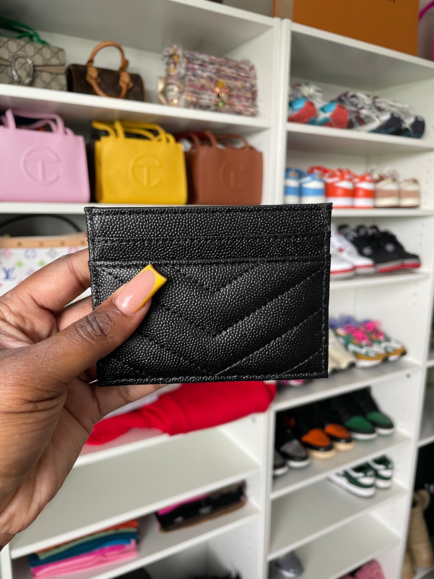 Textured Black/ Gold hardware Card Holder