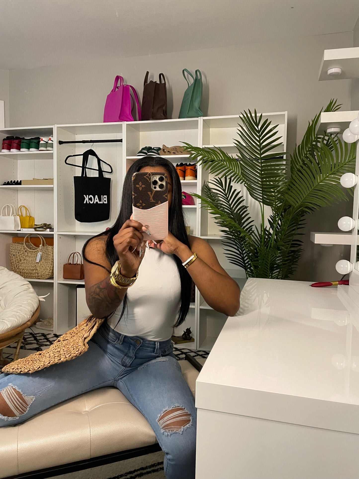 Brown/Pink Monogram *card holder*